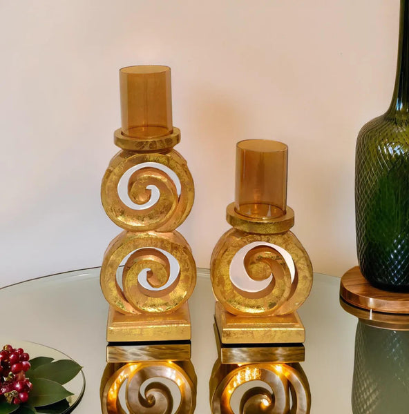 Handmade Candle Holder | Artisan Crafted Home Decor | Unique Candle Accent(Golden)