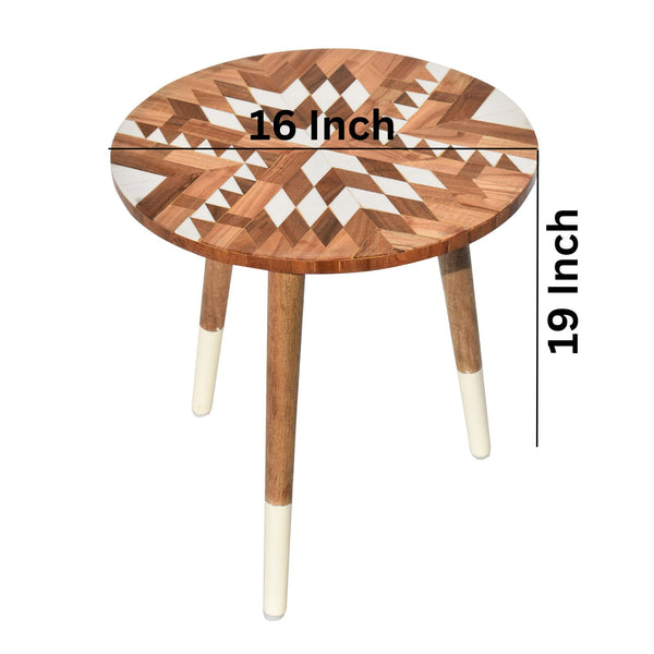 Geometric natural and white pattern Resin Table