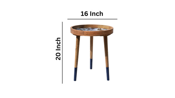 Galaxy Blue Decal work Round Side Table