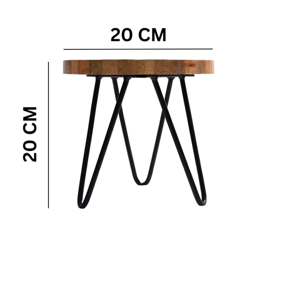 Plant Stand with Wooden Base and Resin Top (20x20cm) | Versatile Indoor/Outdoor Flower Pot Holder, Stool, and Decorative Accent | Modern Home and Garden Decoration