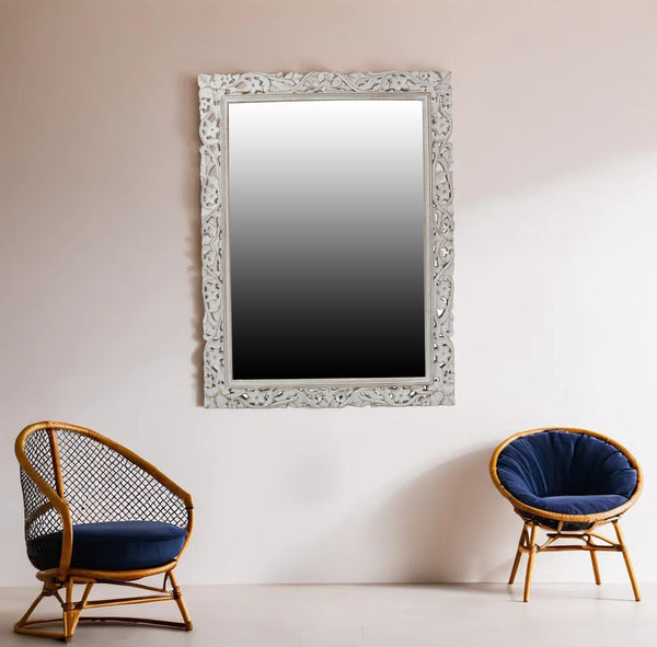 Large Wall Mirror 36x48 Inches | Handcrafted Wooden Frame | Elegant Home Decor