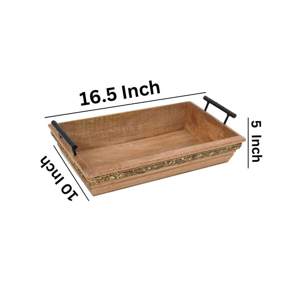 Handcrafted Wooden Serving Tray with Handles - Rustic Home Decor