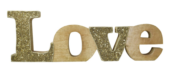 Wooden LOVE With Silver Baed Work