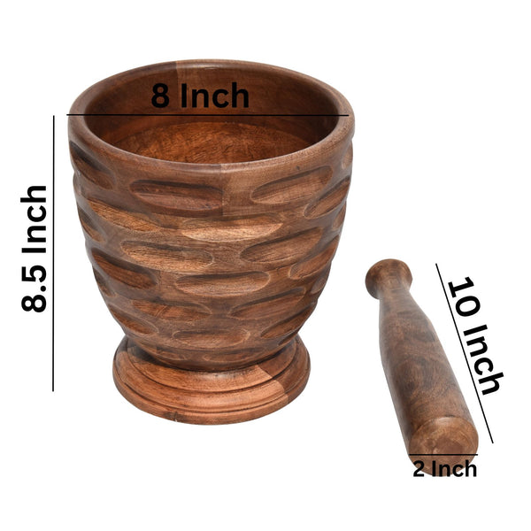 Wooden Carved Mortar & Pestle