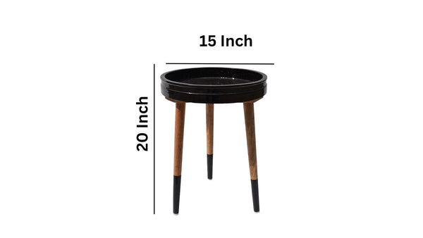 Black Decal work Round Side Table