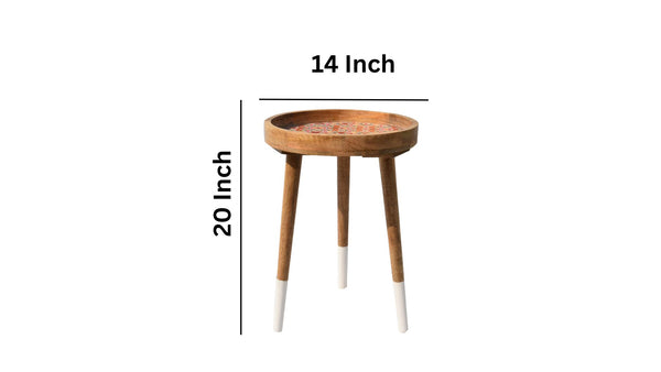 Leafs dense  Decal work Round Side Table