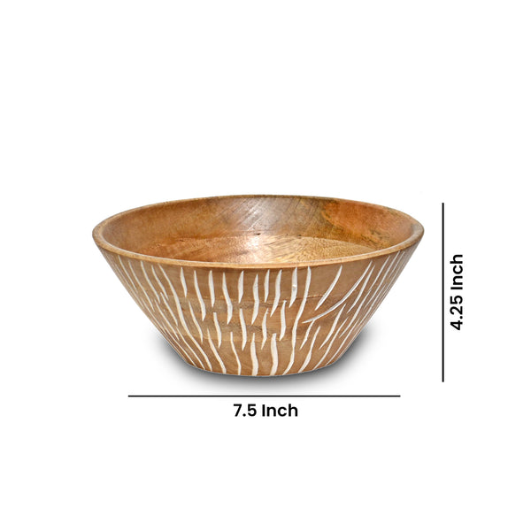 Vertical white carved Wooden  Bowl S/3 with servers