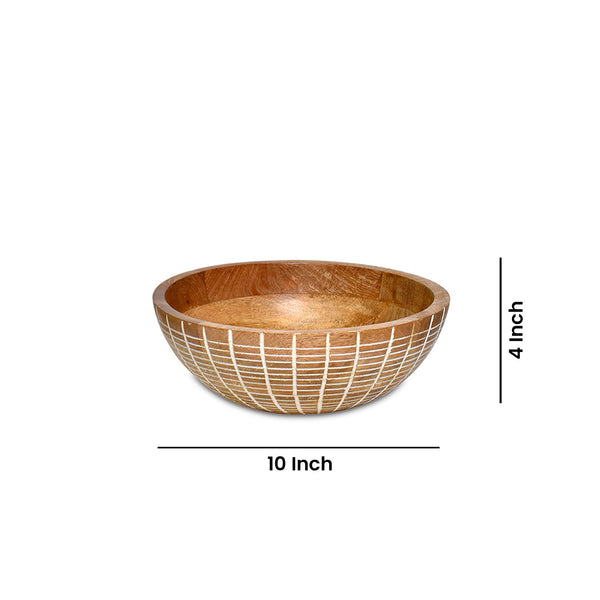 Cross lines carved wooden  Bowl S/3 with servers