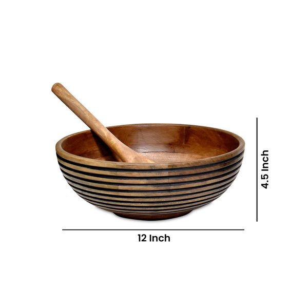 parallel black  lines Carved Bowl S/3 with servers