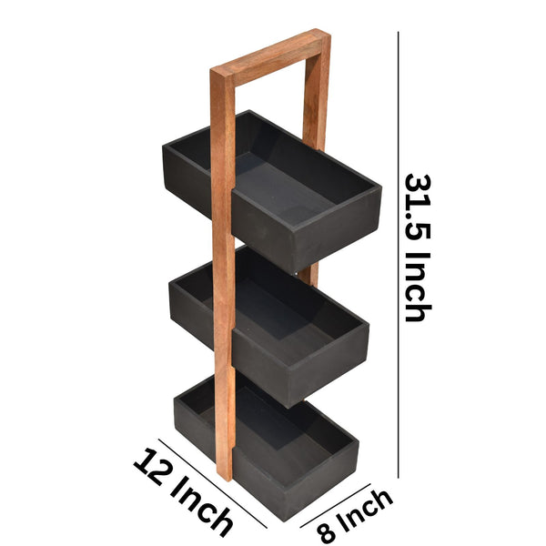 Straight black  3 Tiers Storage Organizer rack