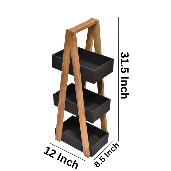 Triangular black 3 Tiers Storage Organizer Slim Rack Shelf