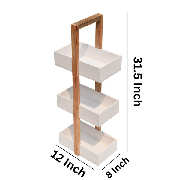 Straight white 3 Tiers Storage Organizer rack