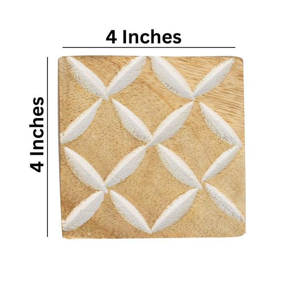 Square Wooden Carved Coasters