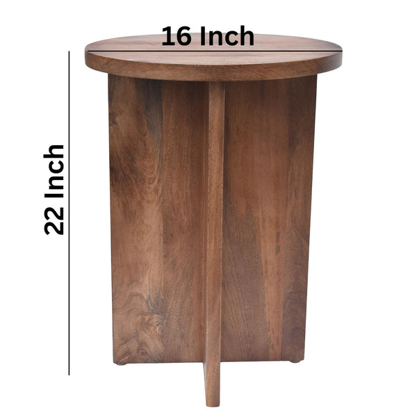 Cross bottom round Wooden Side Table