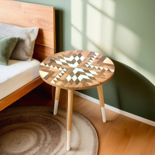 Geometric natural and white pattern Resin Table