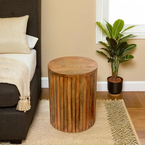 Multi striped wood Side Table