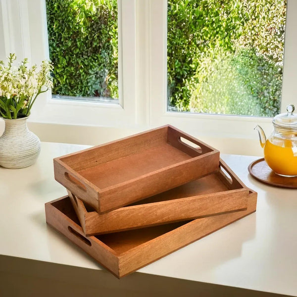 Classic Wooden Tray S/3