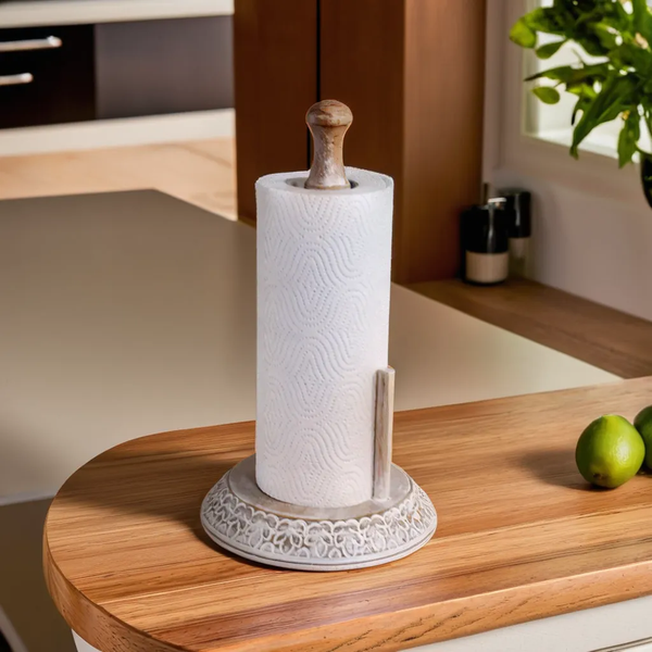 White wash carving detail Kitchen Towel Holder