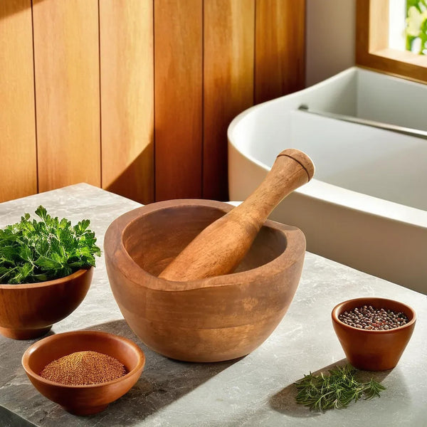 Carve edges design Mortar & Pestle