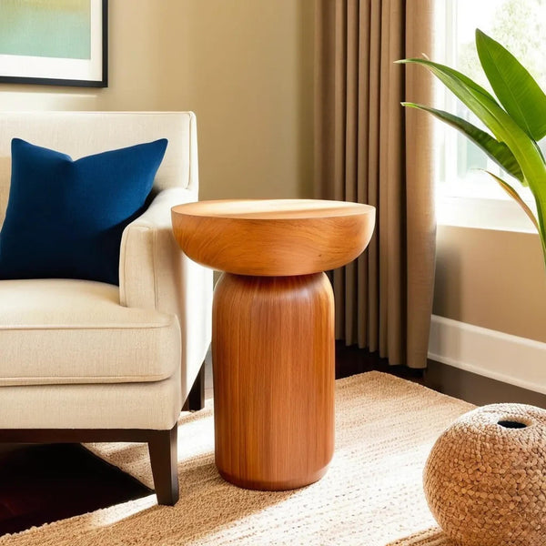 Inverted spheres Wooden Side Table