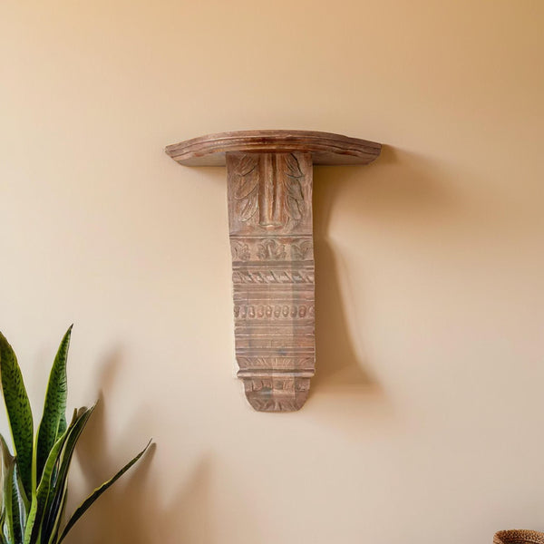 Walnut Carved Wall Shelf