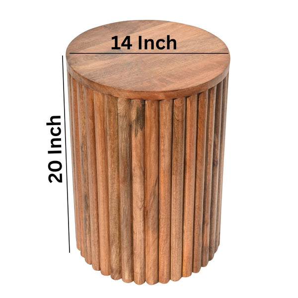 Multi striped wood Side Table