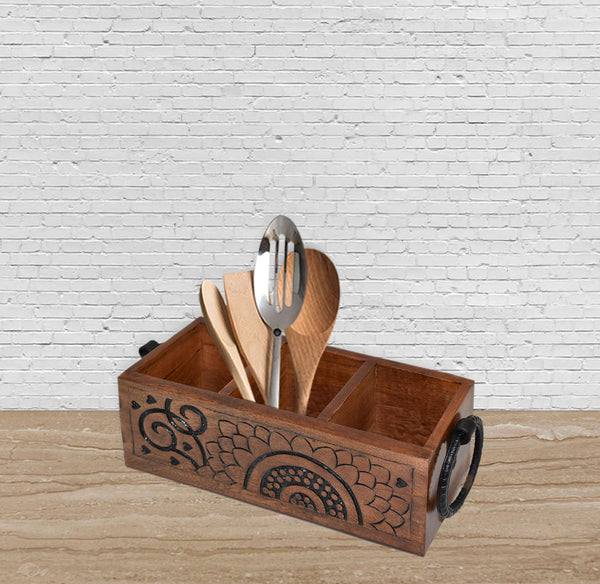 Wood Carved, Utensil Caddy (GD1699D)