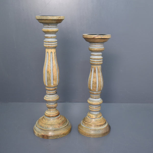 Carved Antique Candle Holders, Set of 2 (GD1907)