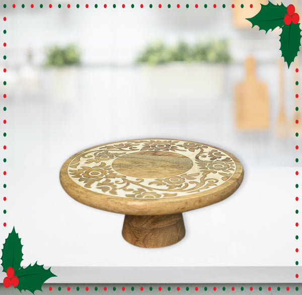 Wood & Floral Resin, Cake Stand (GD2031)