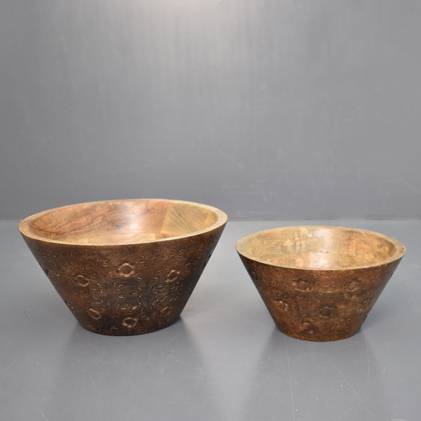 Wood Carved Bowls, Set of 2 (GD1921)