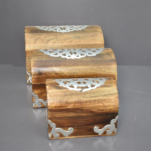 Wooden Box with Metal Cladding, Set of 3 (GD1807)