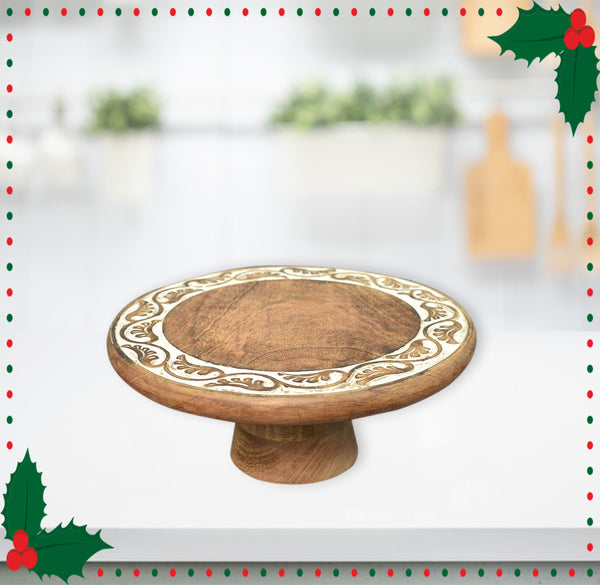 Wood Carved, Cake Stand (GD2035)