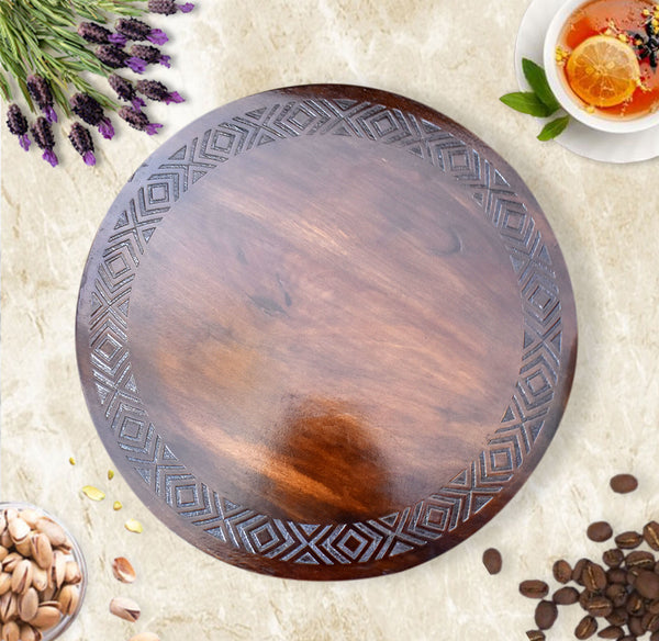 Wood Engraved Lazy Susan - Abstract Tribal (GD2277)