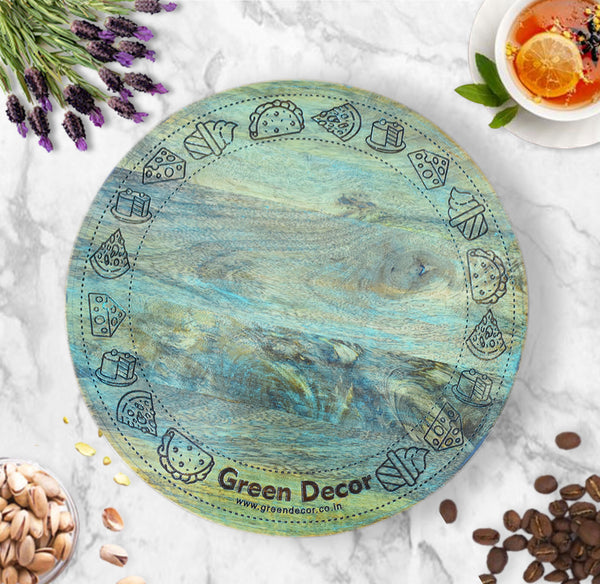 Wood Engraved Revolving Cake Stand / Lazy Susan - Minimalist (GD2279)