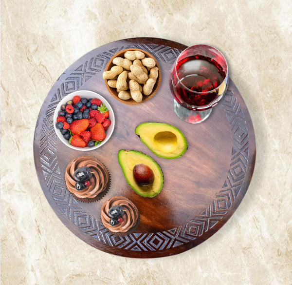 Wood Engraved Lazy Susan - Abstract Tribal (GD2277)