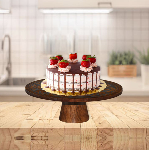 Wood Engraved Cake Stand (GD1653)