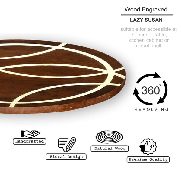 Wood Engraved Lazy Susan - Abstract (GD1652)