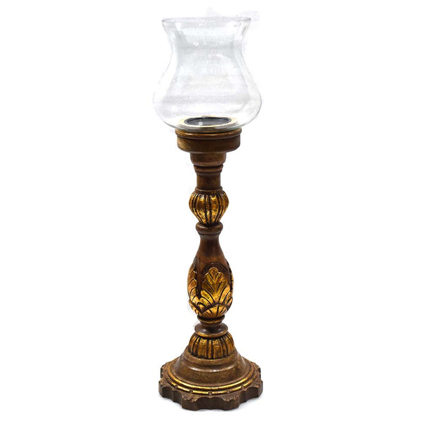 Wood  Glass Candle Holder